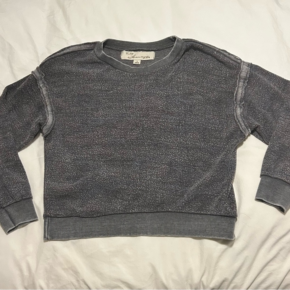 Vintage Havana Gray Camouflage Textured Sweatshirt